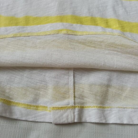 Ann Taylor LOFT Yellow Horizontal Striped Long Sleeve Tee Women's Small Petite - Picture 10 of 12